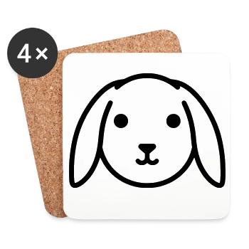 Cute floppy ear bunny rabbit head - Coasters (set of 4) - white - Front