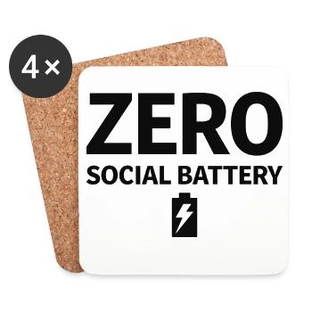  Zero Social Battery Akku Leer Introvertiert - Untersetzer (4er-Set) - Weiß - Vorne