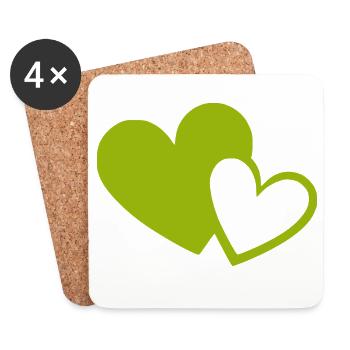 green heart green hearts heart pattern - Coasters (set of 4) - white - Front