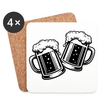 Toast de bière verre - Dessous de verre (lot de 4) - blanc - Devant
