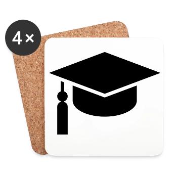 Abi, Graduation Cap, College hut, Schulabschlus - Untersetzer (4er-Set) - Weiß - Vorne