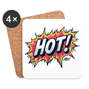 Hot Comic Explosions Design - Untersetzer (4er-Set) - Weiß - Vorne