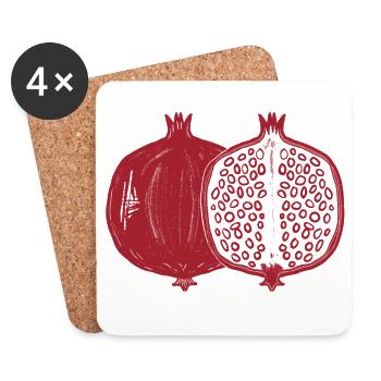 Pomegranate Cut Motif - Coasters (set of 4) - white - Front