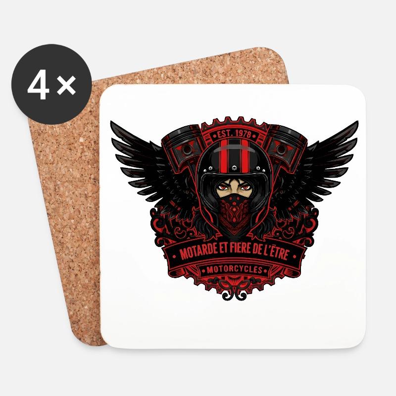 Biker - Untersetzer (4er-Set) - Weiß