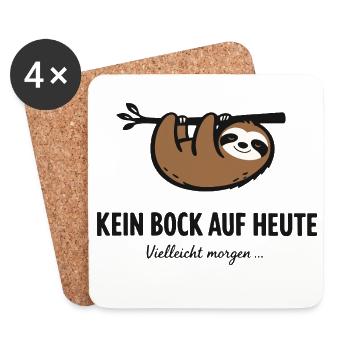 Not in the mood for today – sloth saying - Coasters (set of 4) - white - Front