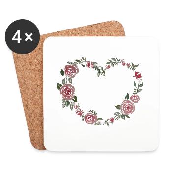 Floral Heart - Untersetzer (4er-Set) - Weiß - Vorne