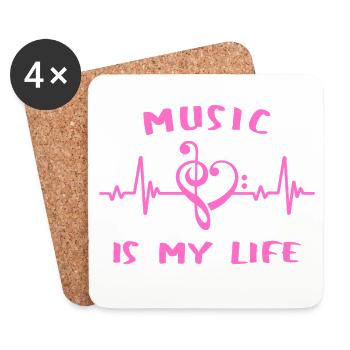 La musique, c’est ma vie - clef heart beats - Dessous de verre (lot de 4) - blanc - Devant