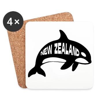 Nouvelle-Zélande Orque épaulard - Dessous de verre (lot de 4) - blanc - Devant