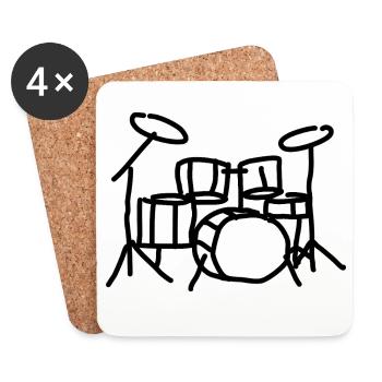 Drums Drummer Musical Instrument - Coasters (set of 4) - white - Front