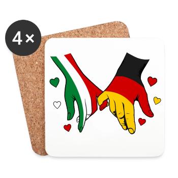 Italy Germany Flag Holding Hands - Coasters (set of 4) - white - Front