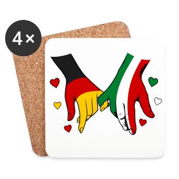 Deutschland Italien Flaggen Händehalten - Untersetzer (4er-Set) - Weiß - Vorne