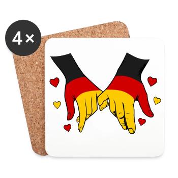 Drapeau allemand main dans la main - Dessous de verre (lot de 4) - blanc - Devant