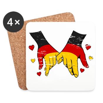 Deutschland Flagge Händehalten used - Untersetzer (4er-Set) - Weiß - Vorne