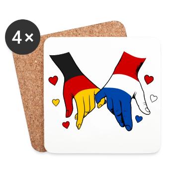 Germany Holland Flag Holding Hands - Coasters (set of 4) - white - Front