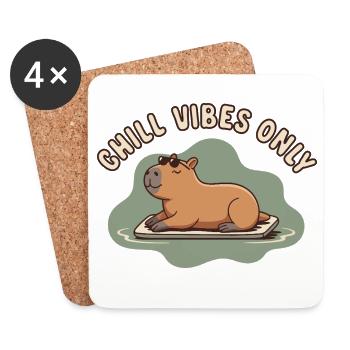 Chill Vibes Only Capybara Watershine - Coasters (set of 4) - white - Front