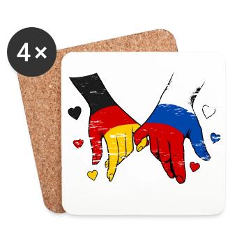 Le drapeau Allemagne-Russie se tenant la main - Dessous de verre (lot de 4) - blanc - Devant