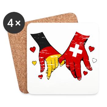 Germany Switzerland Flags Hand Holding used - Coasters (set of 4) - white - Front