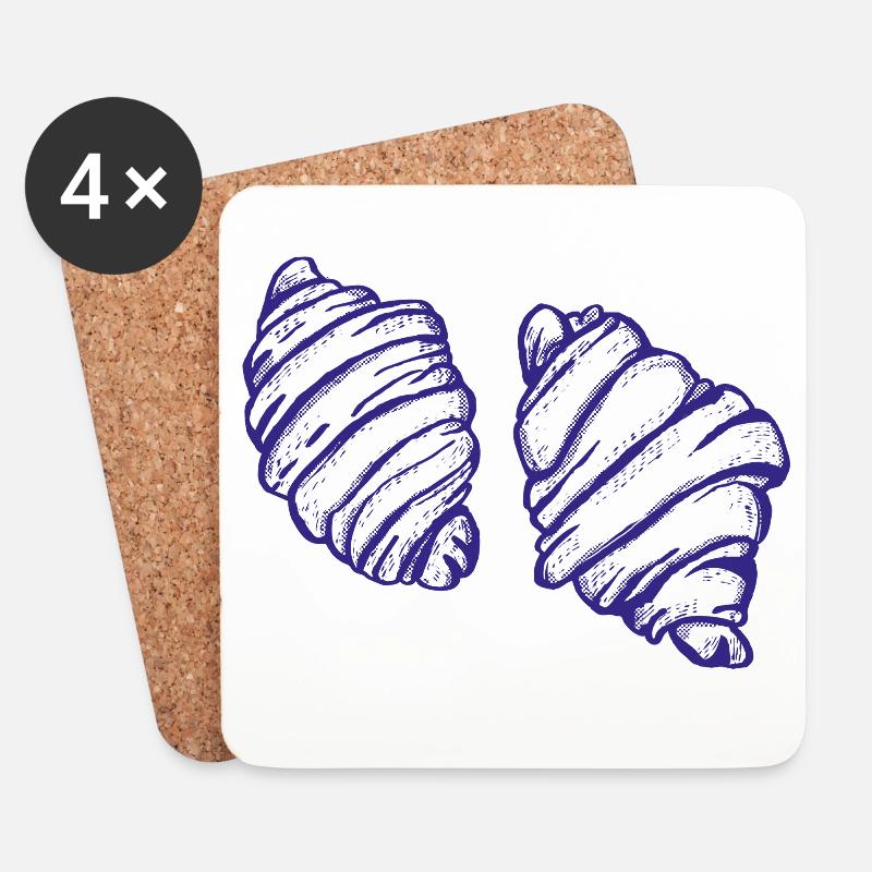 Duo Croissant in Indigo - Untersetzer (4er-Set) - Weiß