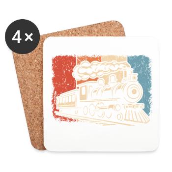 Railway Steam locomotive Locomotive Model railway Train - Coasters (set of 4) - white - Front