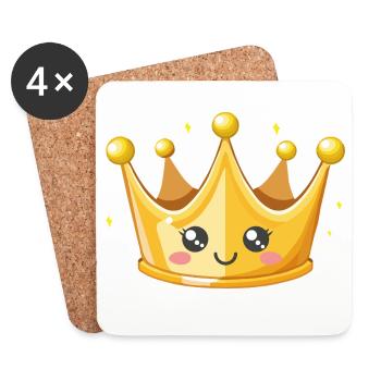 Kawaii Goldene Krone Illustration - Untersetzer (4er-Set) - Weiß - Vorne