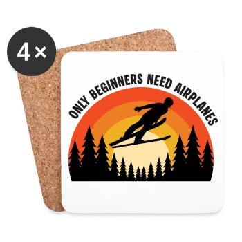 Retro ski jumper in sunset - Coasters (set of 4) - white - Front