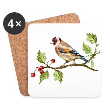 Bunter Vogel - Untersetzer (4er-Set) - Weiß - Vorne