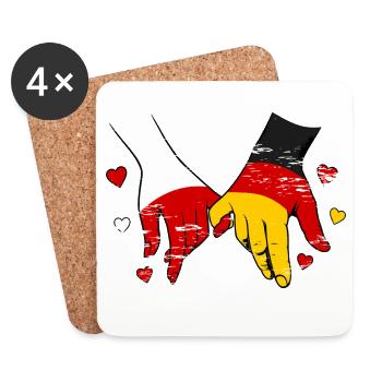 Polen_Deutschland_Flagge_Haendehalten_used - Untersetzer (4er-Set) - Weiß - Vorne