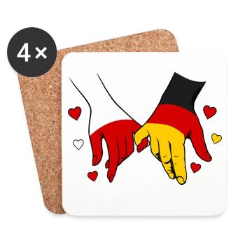 Polen_Deutschland_Flagge_Händehalten - Coasters (set of 4) - white - Front
