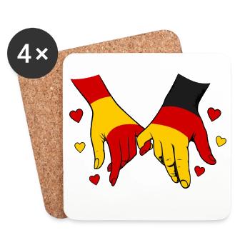 Spanien_Deutschland_Flagge_Haendehalten - Dessous de verre (lot de 4) - blanc - Devant