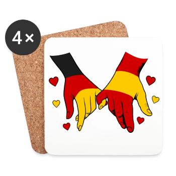 Deutschland_Spanien_Flagge_Haendehalten - Dessous de verre (lot de 4) - blanc - Devant