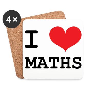 J'aime les Maths : Tee-shirt Passion Mathématiques - Dessous de verre (lot de 4) - blanc - Devant