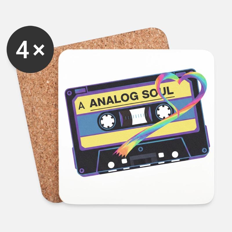 Analog Soul Vintage Kassetten-Herzkunst - Untersetzer (4er-Set) - Weiß
