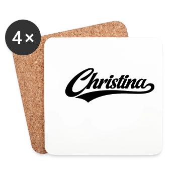 Christina name first last family gifts  - Coasters (set of 4) - white - Front