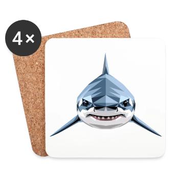 Shark Tiger Shark Diver Cute Sharks Great White Shark - Coasters (set of 4) - white - Front