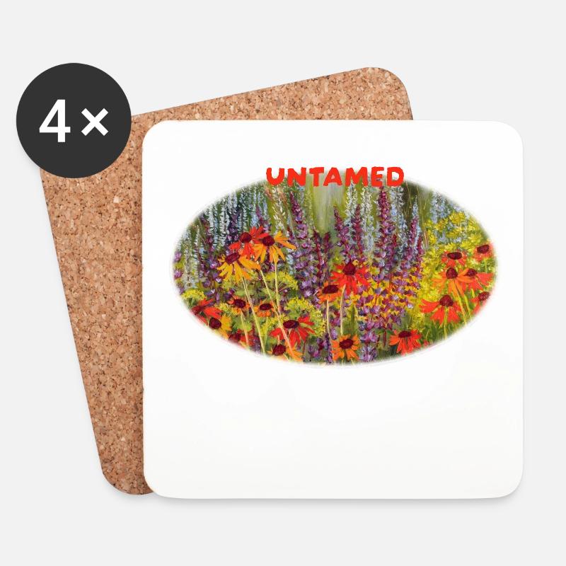 Ungezähmte – Lebendige Echinacea-Wildblumenwiese - Untersetzer (4er-Set) - Weiß
