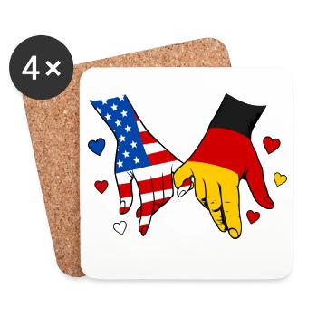 USA Germany Flags Holding Hands - Coasters (set of 4) - white - Front