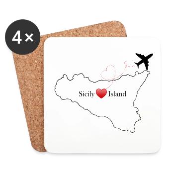 Sicily Island - Untersetzer (4er-Set) - Weiß - Vorne