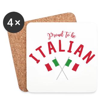 Fiers d’être italiens avec des drapeaux croisés - Dessous de verre (lot de 4) - blanc - Devant