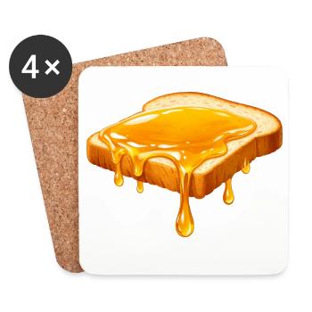 Illustration Honig auf Weißbrot  - Untersetzer (4er-Set) - Weiß - Vorne