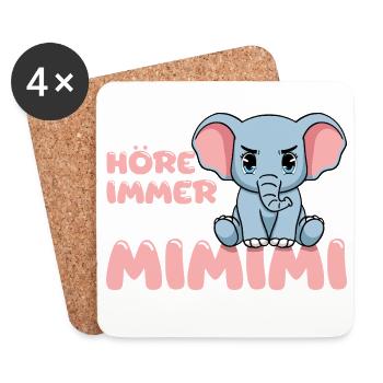 Ich Höre Immer Nur Ein Mimimi Elefant - Untersetzer (4er-Set) - Weiß - Vorne