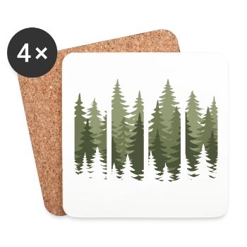 Forêt Nature Arbres Nature Nature Amoureux de la nature - Dessous de verre (lot de 4) - blanc - Devant