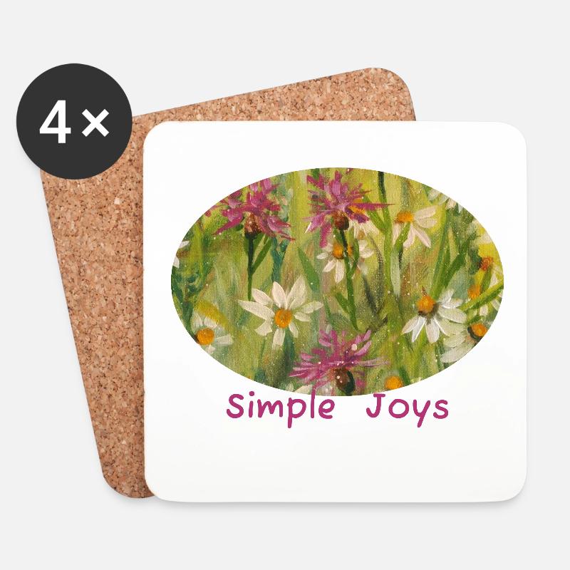 Simple Joys – Wildblumen-Gänseblümchen-Ellipse - Untersetzer (4er-Set) - Weiß