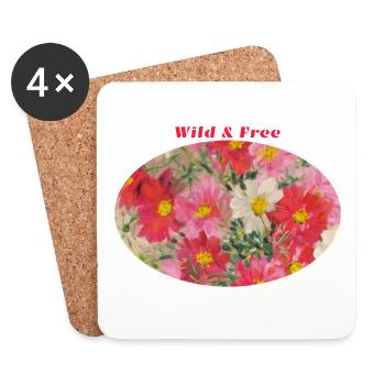 Wild und frei – Vibrant Cosmos Flower Ellipse - Untersetzer (4er-Set) - Weiß - Vorne