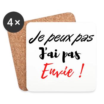 je peux pas j'ai pas envie ! - Dessous de verre (lot de 4) - blanc - Devant