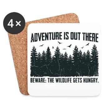 Adventure is out there – Beware Wildlife Humor - Untersetzer (4er-Set) - Weiß - Vorne