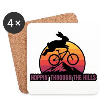 Hoppin' Through Hills Retro Rabbit Bike - Untersetzer (4er-Set) - Weiß - Vorne