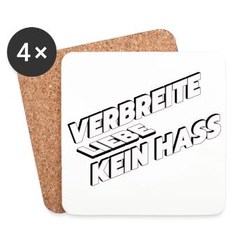 Verbreite Liebe kein Hass – Spread Love Not Hate S - Untersetzer (4er-Set) - Weiß - Vorne