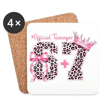 13th Birthday Shirt Funny Meme 67 Birthday 13 - Dessous de verre (lot de 4) - blanc - Devant
