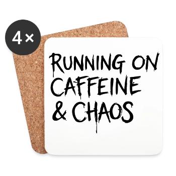 Running on Caffeine & Chaos Shirt - Coasters (set of 4) - white - Front