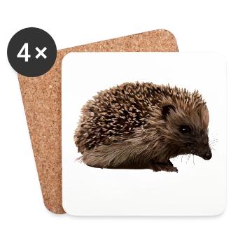 Hedgehog in forest style - Coasters (set of 4) - white - Front